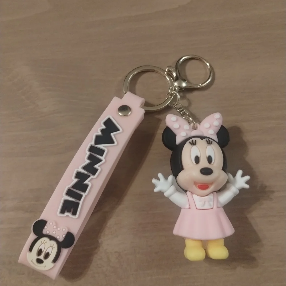 Disney Minnie Mouse Pink Keychain | Cute Cartoon Character Bag Charm | Gift
